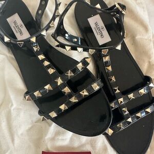 Valentino Black Sandals with Silver Studs